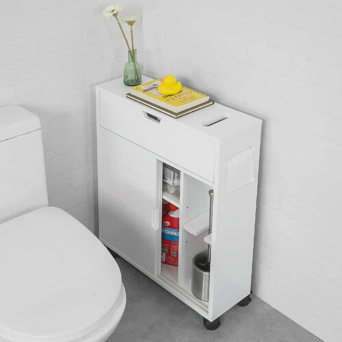 SoBuy BZR31-W Meuble de Rangement Armoire de Rangement de Salle de Bain-Blanc