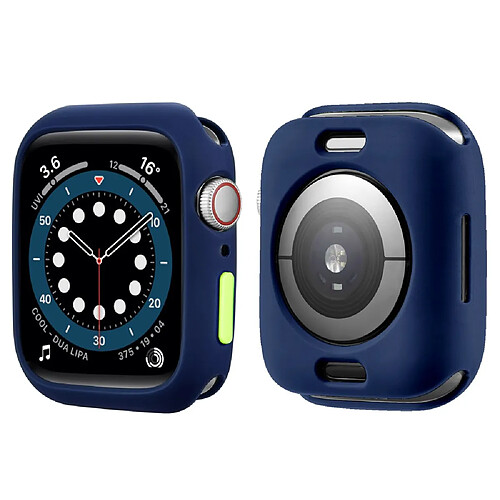 Coque en TPU couleur bonbon avec bouton fermé, bleu nuit/vert fluo pour votre Apple Watch Series 7 45mm