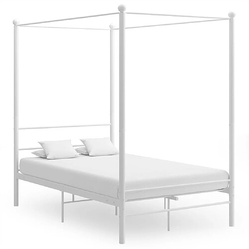 Maison Chic Lit adulte - Cadre de lit à baldaquin,Structure du lit Contemporain Blanc Métal 140x200 cm -MN63522