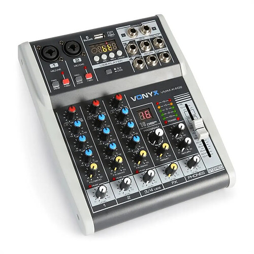 Vonyx VMM-K402 Table de mixage à 4 canaux Bluetooth Interface audio USB Vonyx