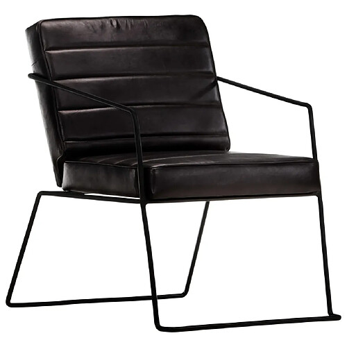 vidaXL Fauteuil Noir Cuir véritable