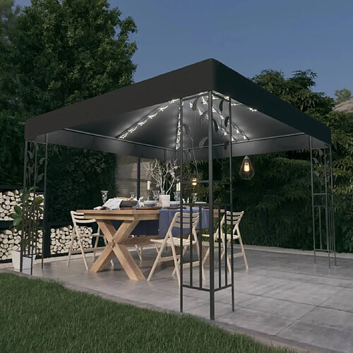 Maison Chic Tonnelle | Pergola avec guirlande lumineuse à LED 3x3 m Anthracite -GKD16843