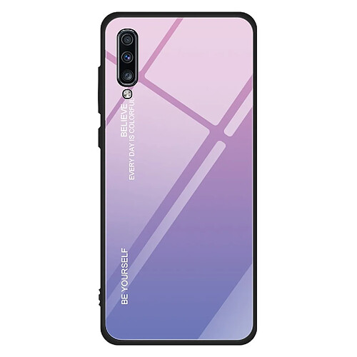 Wewoo Coque Pour Galaxy A70 Etui en verre de couleur dégradée violet clair