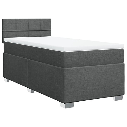 Vidaxl Sommier à lattes de lit avec matelas Gris foncé 100x200cm Tissu