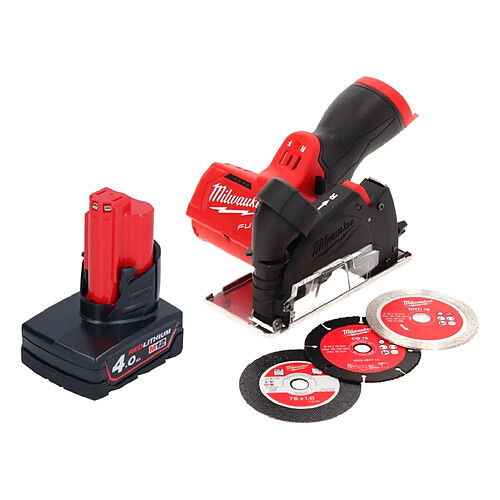 Milwaukee M12 FCOT-401 Meuleuse d'angle 12 V 76 mm sans balais + 1x batterie 4,0 Ah - sans chargeur de batterie