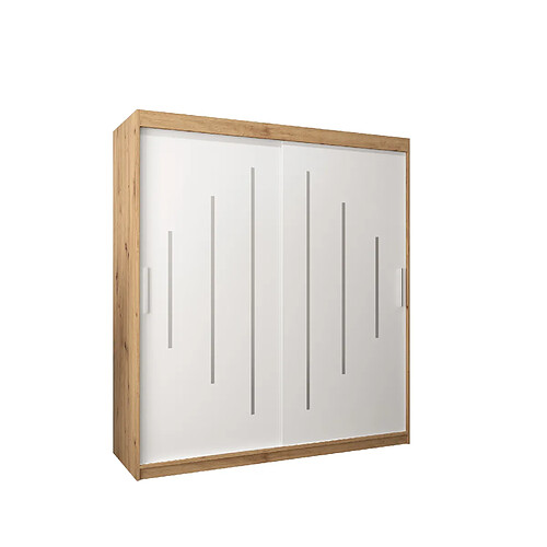 Abiks Meble Armoire YORK À Portes Coulissantes 200/180/62 2 Portes (Artisan/Blanc)