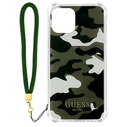 Guess Maroquinerie Coque iPhone 12 Pro Max avec Dragonne Motif Camouflage Guess vert