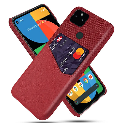 Coque en TPU + PU KSQ avec porte-carte, rouge pour votre Google Pixel 5a 5G