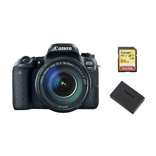 CANON EOS 77D KIT EF-S 18-135mm F3.5-5.6 IS USM (NANO) + 64GB SD card + LP-E17 Battery