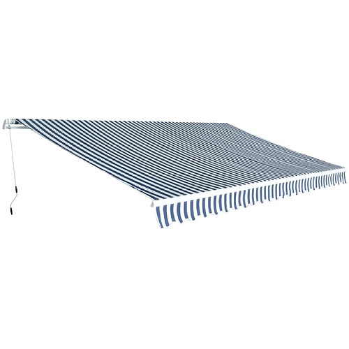 vidaXL Auvent pliable manuel 500 cm Bleu/blanc