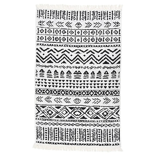 vidaXL Tapis Noir et blanc 160x230 cm Coton