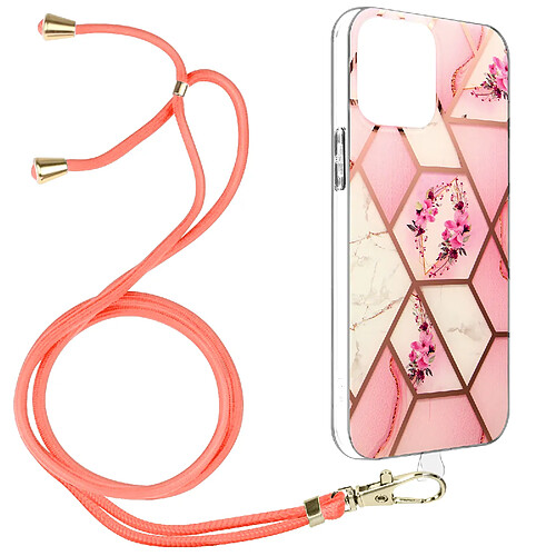 Avizar Coque iPhone 11 Pro Motif géométrique avec Cordon Amovible rose