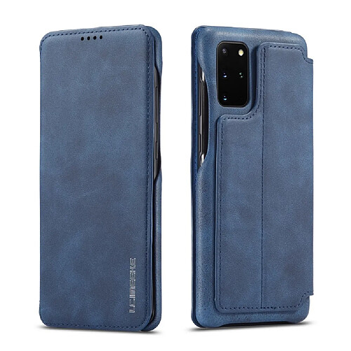 Etui en PU style rétro avec porte-carte bleu pour votre Samsung Galaxy S20 Plus