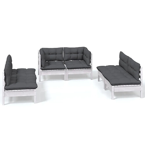 Maison Chic Salon de jardin 6 pcs + coussins - Mobilier/Meubles de jardin - Table et chaises d'extérieur bois de pin massif -MN20409