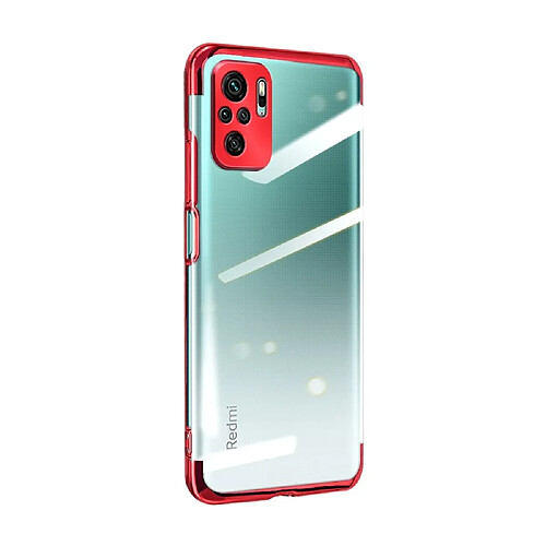 Ozzzo coque de couleur transparente gel tpu cadre de galvanoplastie couverture pour xiaomi redmi note 10 5g / poco m3 pro rouge