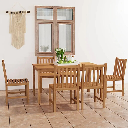 Salle à manger de jardin 7 pcs,Table et chaise à dîner Bois de teck solide -MN94366