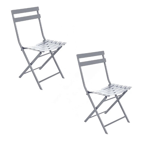 Hesperide Lot de 2 chaises de jardin pliables en métal Greensboro - Quartz