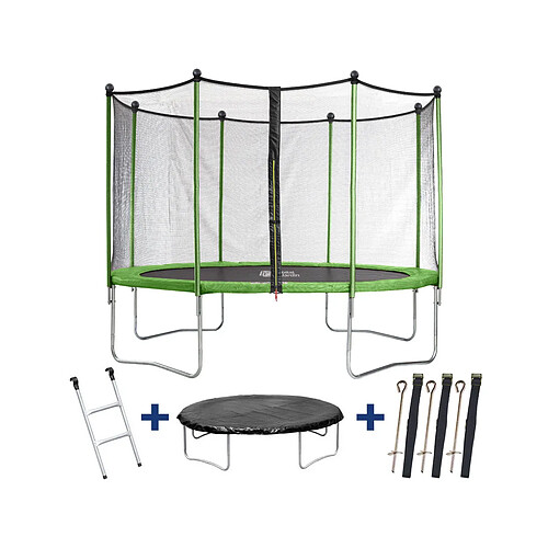 Habitat Et Jardin Trampoline Yoopi 2 - Ø 4.25 m - Avec filet + échelle + couverture + kit d'ancrage