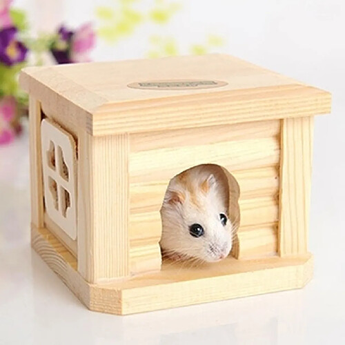 Wewoo Pour le petit animal Hamster de lapin Cage en bois d'animal familier de cabane de toit de maison