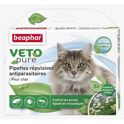 Beaphar Pipettes répulsives antiparasitaires Vetonature Margosa et Pyrètre Chaton 3 pipettes de 0,4 ml