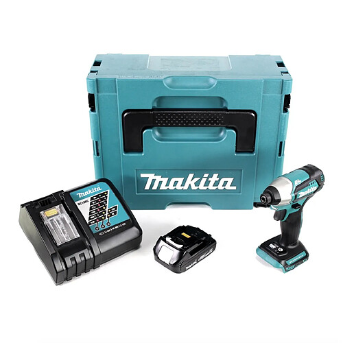 Makita DTD 155 Y1J-D Visseuse à percussion sans fil 18 V Brushless Li-Ion en Makpac + 1 x batterie BL1815 1,5 Ah + 1 chargeur