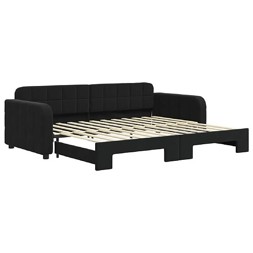 Maison Chic Lit d'appoint | Lit de jour avec lit gigogne | Lit de repos noir 90x200 cm velours -GKD43493