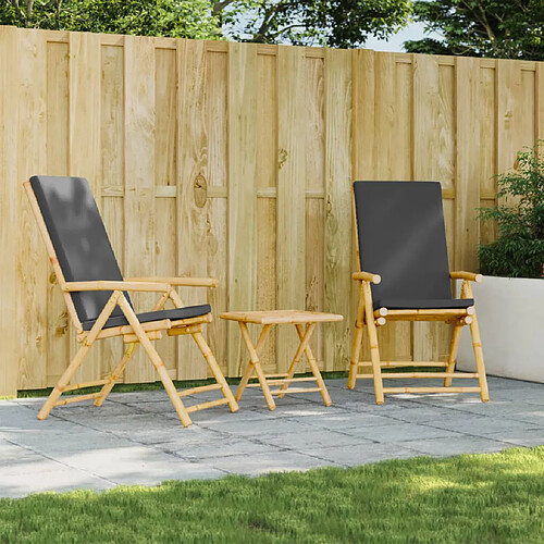 vidaXL Chaises inclinables de jardin pliantes lot de 2 coussins bambou