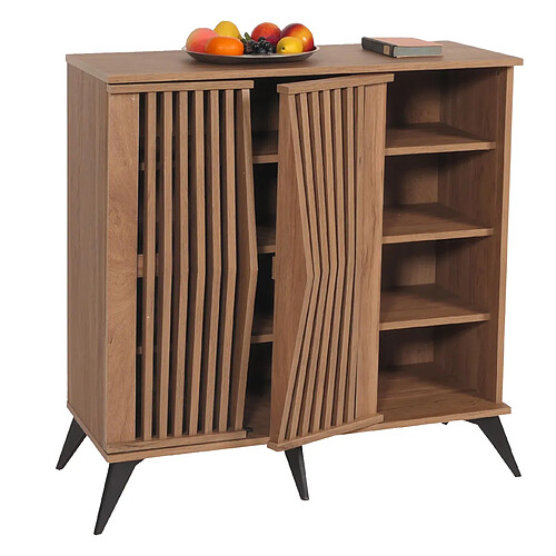 Mendler Commode HWC-M45, Armoire Sideboard Buffet Highboard, 3D-Design Compartiments de rangement 95x90x44cm, brun