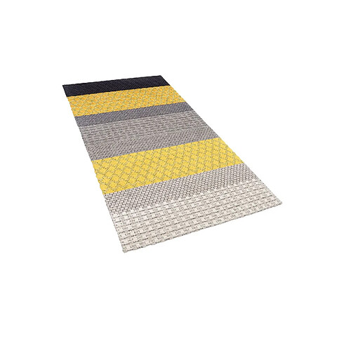 Beliani Tapis 80 x 150 cm en laine gris et jaune AKKAYA