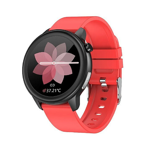 Chrono Montre Connectée de température corporelle E80 Smartwatch Mode multisports ECG + PPG Fitness Tracker Montre Connectée(Rouge)