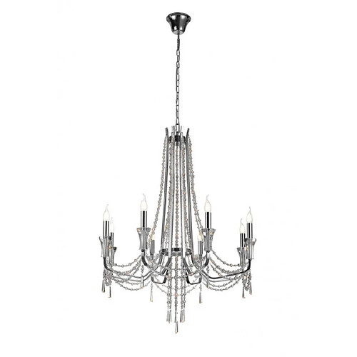 Luminaire Center Chandelier sans abats jours Armand Chrome poli 8 ampoules 115,5cm