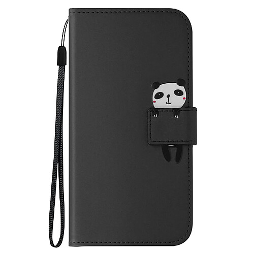 Avizar Étui Panda pour Samsung S23 FE Portefeuille Support Vidéo Dragonne Noir