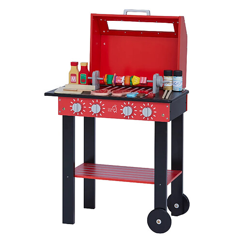 Teamson Kids Little Helper Barbecue Avec 25 Acccessoires & Fonctions Interactives, Jeux De Ensemble Pour Enfants Rouge TD-13544B