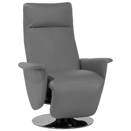 Beliani Fauteuil Cuir PU Gris PRIME