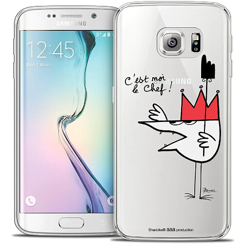 Caseink Coque Housse Etui Samsung Galaxy S6 Edge [Crystal HD Collection Les Shadoks ? Design Le Chef - Rigide - Ultra Fin - Imprimé en France]