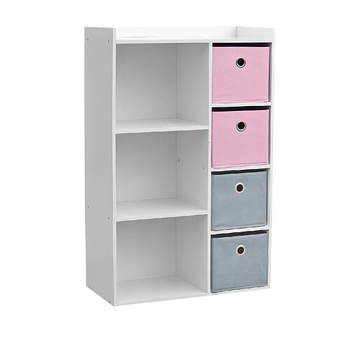 Urban Living Meuble de rangement enfant 3 Niches Girl - 62 x H. 96 cm - Rose