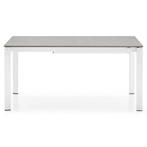 Inside 75 Table extensible 10 couverts EMINENCE 260 cm pieds métal blanc plateau mélaminé gris