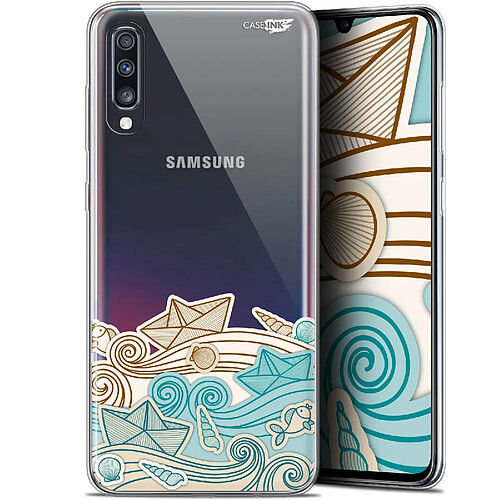 Caseink Coque arrière Samsung Galaxy A70 (6.7 ) Gel HD [ Nouvelle Collection - Souple - Antichoc - Imprimé en France] Bateau de Papier