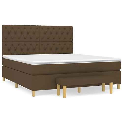 Maison Chic Structures de lit + matelas,Lit à sommier tapissier avec matelas Marron foncé 160x200 cm -MN14028