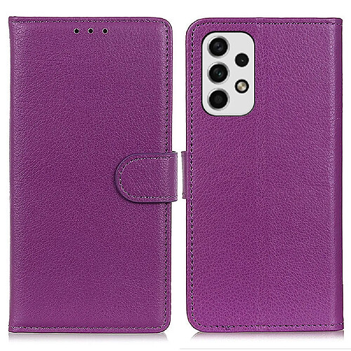 Etui en PU texture litchi, fermoir aimanté avec support violet pour votre Samsung Galaxy A23 5G