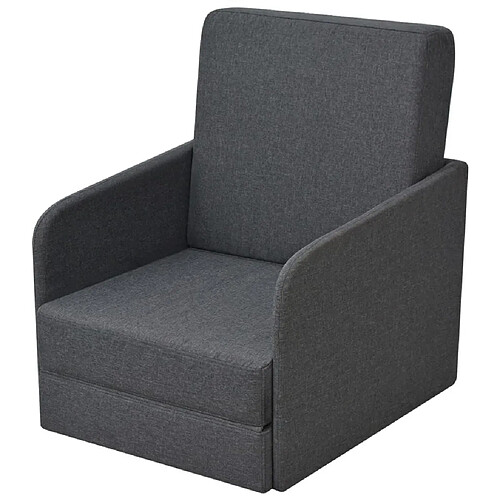 Helloshop26 Fauteuil chaise siège lounge design club sofa salon convertible 595 x 72 x 725 cm tissu gris foncé 1102089/3