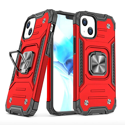 Coque en TPU antichoc, hybride avec béquille à anneau pour voiture rouge pour votre Apple iPhone 13 6.1 pouces