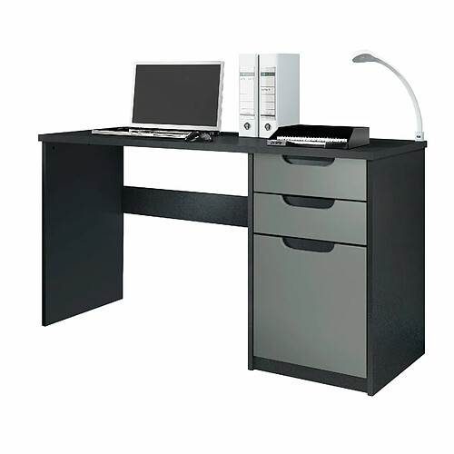 Mpc Bureau Noir Mat Et Graphite Satiné (lxhxp) : (129 X 76 X 60 Cm)