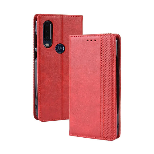 Wewoo Housse Coque Étui en cuir à boucle magnétique avec rétro pour Crazy Horse Texture horizontale Motorola One Actionavec support et fentes cartes et cadre photo Rouge