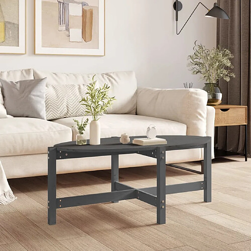 vidaXL Table basse Gris 118x63x45 cm Bois massif de pin