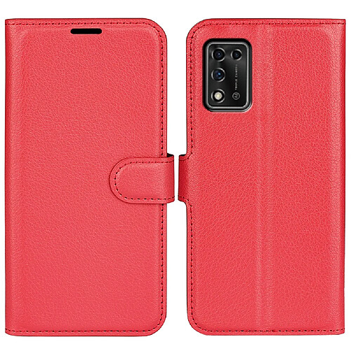 Etui en PU texture litchi, fermoir magnétique, anti-chocs avec support, rouge pour votre ZTE Libero 5G II