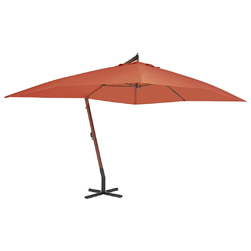 Helloshop26 Parasol meuble de jardin en porte-à-faux avec mât en bois 400 x 300 cm terre cuite 02_0008628