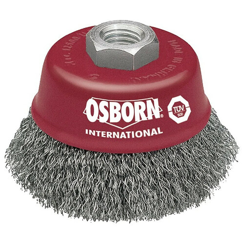 Osborn Brosse boisseau pour meuleuse - d75 mm-m 4 x 2 fils ondulés 0,30 mm, rouge