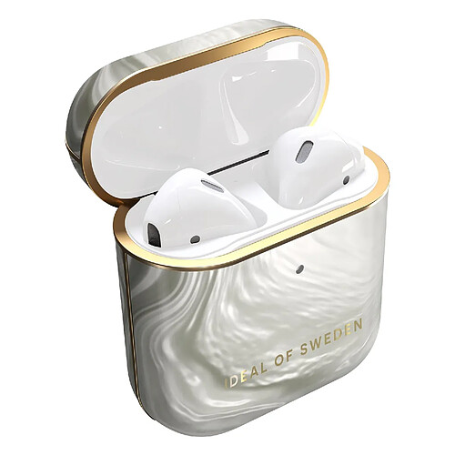 iDeal of Sweden Coque pour AirPods 1 et 2 Marbrée Élégante Luminous Pearl Argent