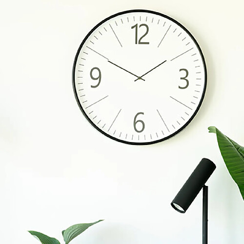 Mes Horloge ronde 51 cm en plastique blanc et noir